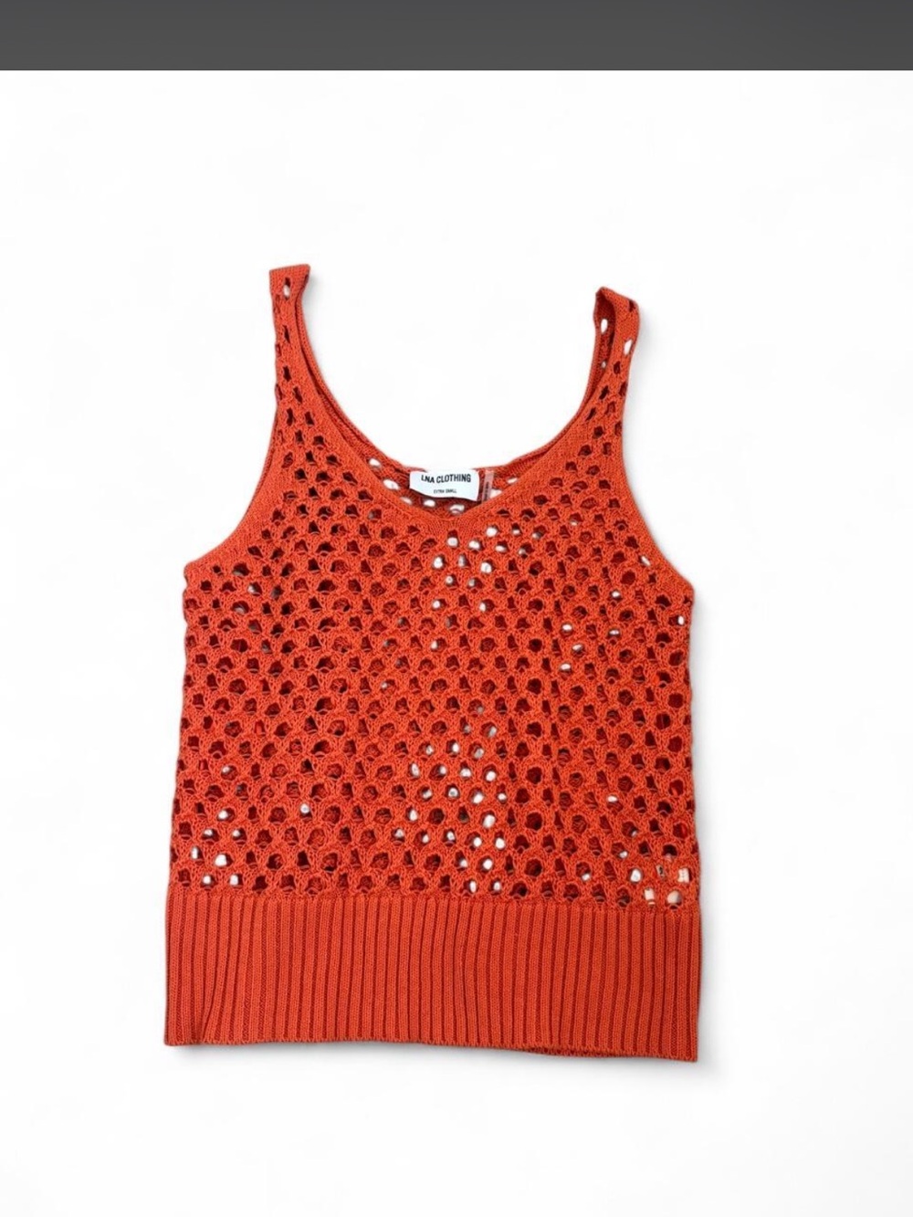 LNA MAVI Open-Knit Tank Cover Top in Summer Coral XS